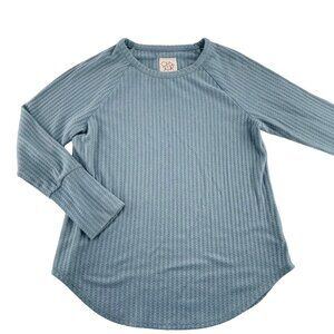 Chaser Womens Long Sleeve Waffle Knit Top‎ Size L